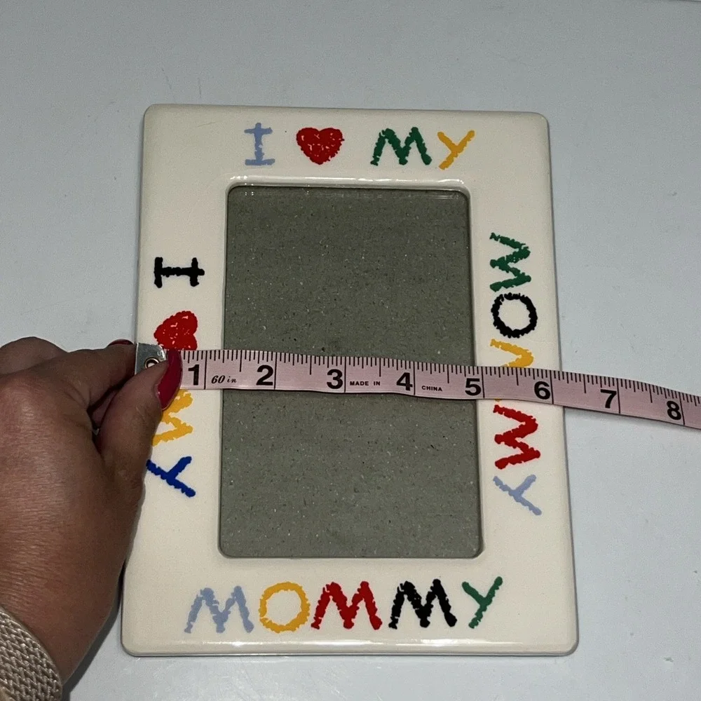Vintage 90's I Love My Mom Ceramic Picture Frame 5x7 Retro Decor Crayon Style